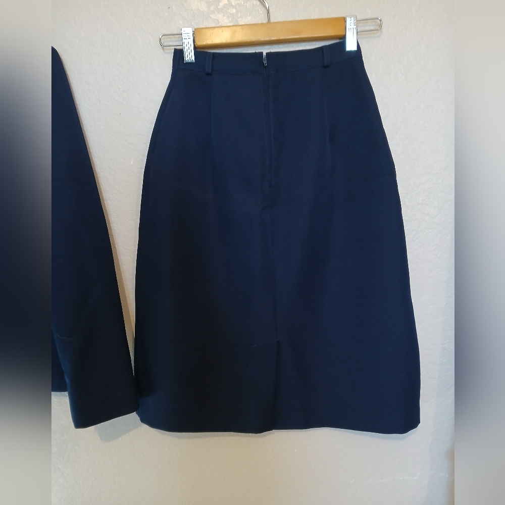 Panther 2 Piece Navy Blue Blazer Jacket & Matching Skirt Suit Set Skirtsuit XS - Picture 5 of 8